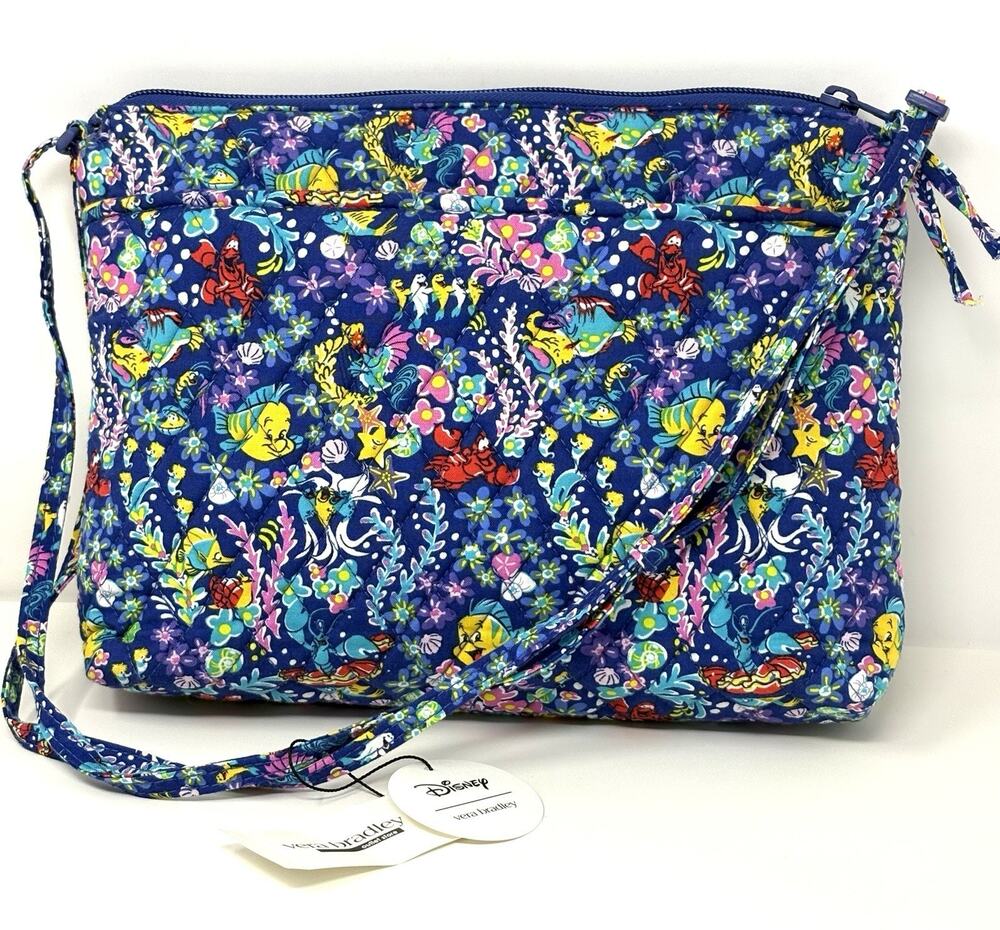 Vera Bradley Ariel Floral Deep Ultramarine Large Hipster Mermaid Sebastian NWT
